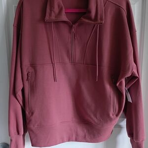 Old Navy Women's Quarter-Zip Hoodie in Dusty Rose